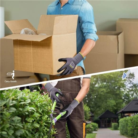 Work Gloves MicroFoam Nitrile Coated-6 Pairs,Seamless Knit Nylon Gloves,Gray - Picture 5 of 7